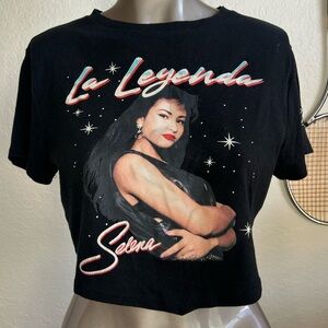 Selena Black Graphic Crop T-Shirt